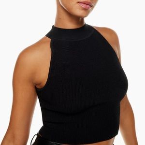 Aritzia babaton Sculpt Knit Mockneck Halter Top Sz M